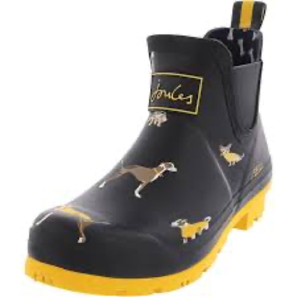 Joules Wellibob Navy Harbour Dogs Ankle-High Rubber Rain Boot